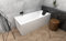 ECOLAM® Badewanne Wanne Rechteck Modern Design Acryl weiß 170x70 cm + Kopfstütze schwarz + Schürze Ablaufgarnitur Ab- und Überlauf Automatik Füße Silikon Komplett-Set