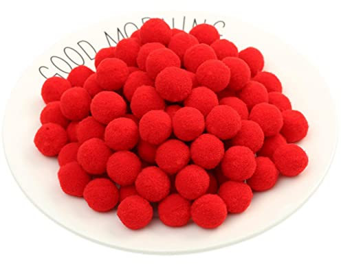 JekyTMP 50 Stück 20mm Pompons Zum Basteln Flauschigen PlüSch BäLle Pom Pom BäLle Bunte Pompom Pompon Bunt Mini Pompons BäLle Flauschigen Craft Pom Poms Bunte Flauschige Pompon (Nr. 2 Rot)