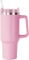 40oz Stainless Steel Tumbler with Handle, Double Wall Vacuum Insulated Travel Mug for Hot Coffee & Cold Beer, Includes Straw (Pink, 1200ml)