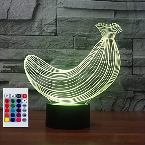 SUPERHONGJIHAO Nachtlicht für Kinder, 3D-Bananen-LED-Lampe mit Fernbedienung, 16 Farbwechsel, Weihnachts-Geburtstagsgeschenk für Kinder