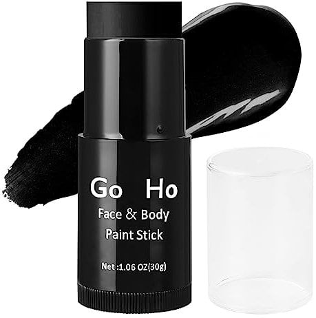 Go Ho Cream-Blendable Black Face Paint Stick (1.06 Oz),Black Full Body Paint Makeup Stick for Adults Children Halloween Cosplay Joker Clown SFX Makeup,Waterproof