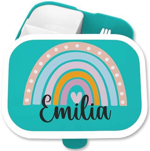 Brotdose Kinder Campus für Mepal - Lunchbox Regenbogen Brotbox Rainbow I Jungen Geschenk Mädchen Schule - 750 ml - Türkis - schulkinder geschenke brotdosen kindergarten personalisierte name