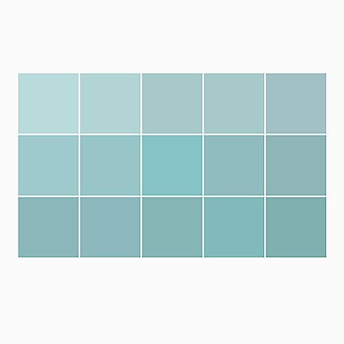 Ulticool Dekoration Aufkleber Fliesen - Blau Seegrün Hellblau Zubehör - 15x15cm - 15 Stück Selbstklebende Klebefolie - Rückwand Badezimmer - Küche - Selbstklebend - Sticker Abwaschbar