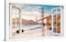 PICANOVA – Leinwandbild 100x50cm Golden Gate Bridge San Francisco Fenster – Leinwanddruck – Wandbild Kunstdruck Auf 2cm Holz-Keilrahmen Für Schlaf- Und Wohnzimmer Wanddekoration – Bild auf Leinwand