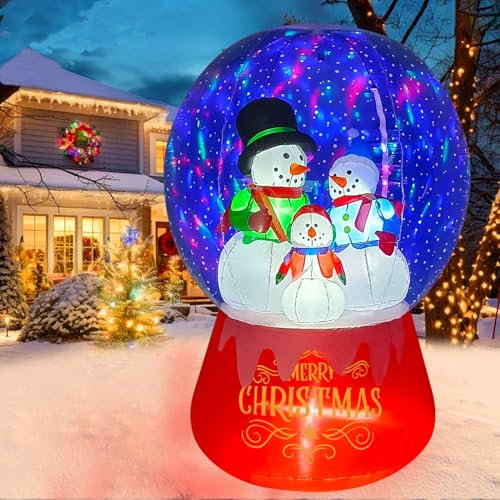 EBANKU 5,7 Fuß Schneemann Aufblasbar Weihnachtsdekoration, Aufblasbarer Schneemann Weihnachten Aufblasbar Schneekugel für Drinnen Draußen Christmas Inflatable