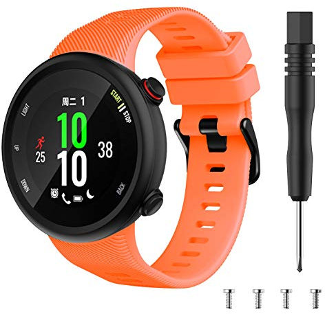 FTTYUHU Armband für Garmin Forerunner 45S Sport Silikon Armband Weiches Gummi Verstellbares Ersatz Uhrenarmband Armband Armband für Garmin Forerunner 45S Smart Watch Zubehör (Orange)