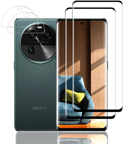 Verre Trempé pour OPPO Find X6 Pro, Film Protection écran, sans Bulles d'air, Ultra Résistant, Anti-Rayures, 2 Pièces Protection écran + 2 Pièces Caméra Protection écran