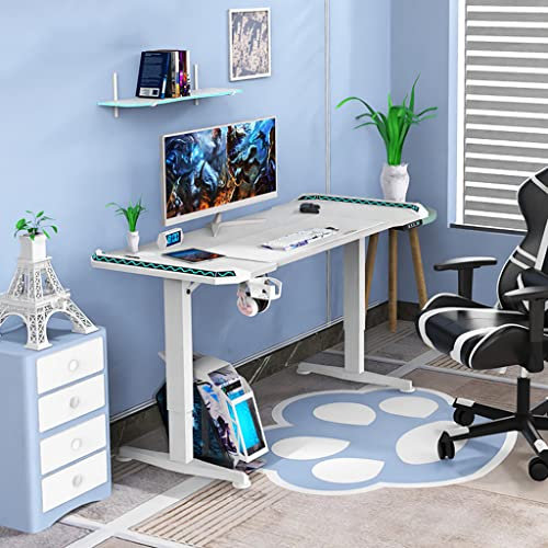 Gaming Desk PC Computer Desk,Carbon Fiber Black Desktop Gamer Desks,Home Computer Carbon Fiber Surface Gaming Desk PC Table with Headphone Hook,White-L 120CM (White L 120CM)