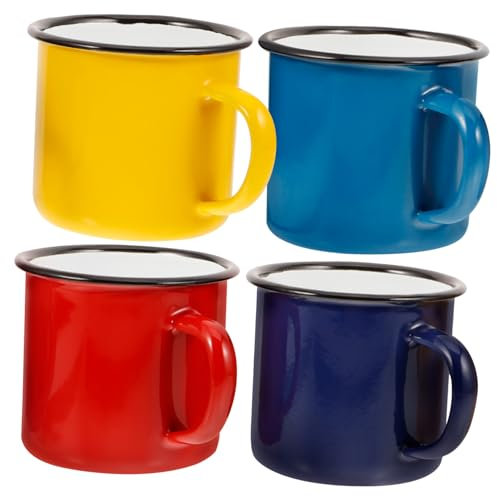Yardwe 4stücke Emaille Tassen Vintage Camping Becher Wasser Milch Kaffee Tee Haushalt Büro Reisen Gebrauch