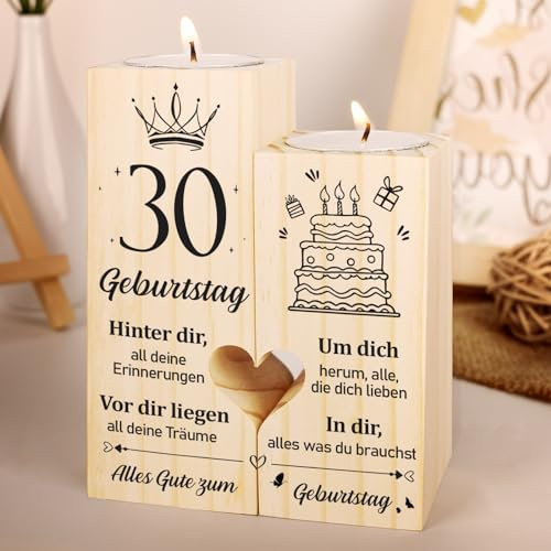 30 Geburtstag Frauen Mann, Geschenke zum 30. Geburtstag - Personalisierter Kerzenständer, 30. Geburtstagsgeschenke für Vater, Mutter, Freunde, Ehemann, Ehefrau, 30. Geschenkideen Deko