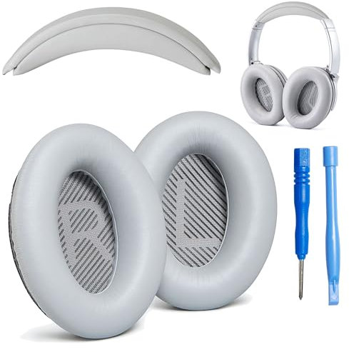 AHG QC35 earpads/QC35 ii Headband pad Cushion kit. Compatible w/Bose QuietComfort 35 ii/QC35 Headphones (Grey). Premium Headband Design | Seamless DIY Assembly | Superior comfort and Durability