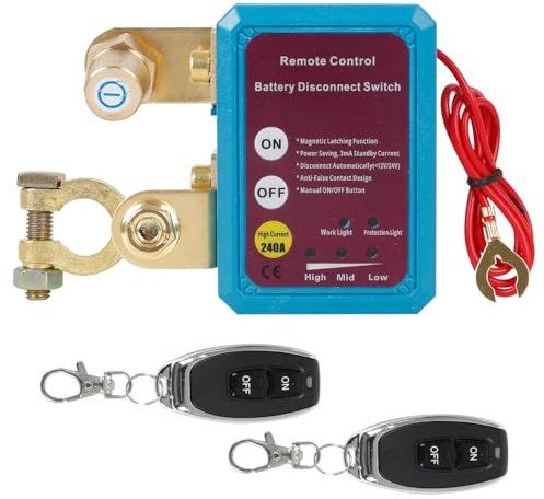 Drahtloser Ferngesteuerter Auto Trennschalter,12V Batterie Trennschalter 240A,Batterie Kill Switch Anti-Diebstahl,Automatischer Ausschalter,Auto Trennrelais für Auto,RV,ATV,LKW,Boot,Wohnmobil