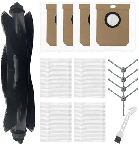 Fixbetter Zubehör-Set für Eufy Clean L60/ L60 SES/ L50/ L50 SES/ L60 Hybrid Roboter-Staubsauger-Ersatzteile, 1 Hauptrollbürste + 4 Seitenbürsten + 4 Filter + 4 Staubbeutel + 1 Reinigungsbürste