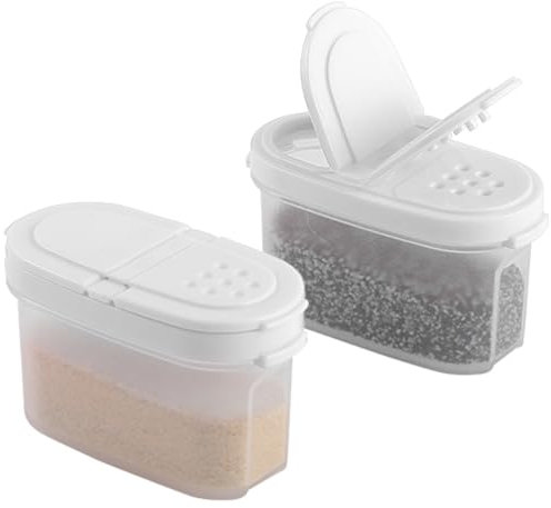 SIGNORA WARE Gewürzgläser mit Deckel, nachfüllbar, leer, luftdicht, Gewürzbehälter, 2-in-1, Ausgießer/Deckel, transparenter Kunststoff, Gewürz-/Gewürz-Organizer, Küche/Reisen, 2 Stück