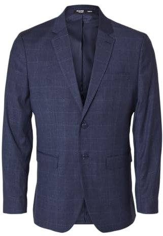 SELETED HOMME Slhslim-Neil Dark Blue Check BLZ Noos Blazer, Bleu foncé/Carreaux : Carreaux, 50
