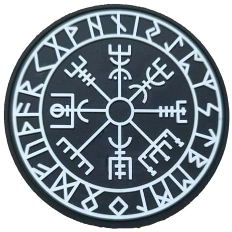 VEGVISIR VIKING phosphoreszierender Kompass Patch 3D PVC Scratch Hook&Loop | Militär Taktischer Pin für Militärrucksack | Airsoft, Flagge, Brosche, Outdoor, Crossfit, Überleben | VKGBSG