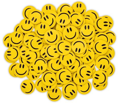 edelkern Streudeko 100 x Gelbe Smileys aus Holz | einseitig Bedruckt | lustige Dekoartikel für Kindergeburtstag, Party | Holzdeko, Tischdeko, Bastelzubehör, DIY | Holz Dekoration Smileys