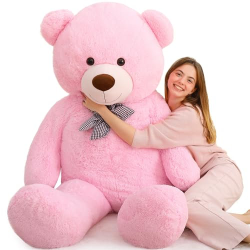 MorisMos Orso Peluche Gigante Rosa 180cm, XXL Giganti Orsacchiotto Peluche Orsetto Grande Morbido Coccoloso Carini, Idee Regalo Natale per Fidanzata Donna Bambini Ragazze Compleanno San Valentino