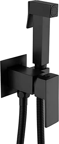 Toiletten-Sprühset, Handbrause for Toilette, Messing-Stoffwindel-Sprühgerät, Einhand-Babywindel-Stoffwaschmaschine, heißes und kaltes Wasser, Hand-Toilettenaufsatz-Sprühgerät mit Dusche(Matte Black)