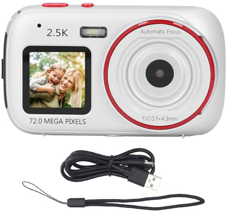 2,5K Digitalkamera für Fotografie, Autofokus Reise Selfie Kamera mit Dual Bildschirm, 16 facher Digitalzoom Anti Shake Vlogging Kamera, Tragbarer Video Camcorder für Reisen