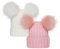 TYXHXTF 2 Pcs Kinder Strickmütze Winter mit Pompom, Warm Niedlich, Wintermütze für Jungen Mädchen 0-3 Jahre (Weiß+Rosa)