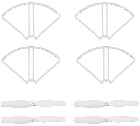 ZEHYDDM 2 Paar Propeller und 4 Schutzringe Set Drohnenblätter/passend für SJR/C S20W Potensic T25 HS120D Quadcopter RC Drohne RC Modellteile