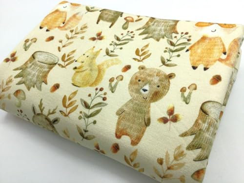 Sweatstoff French Terry | Sweat | Waldtiere | beige | Fräulein von Julie | Ökotex | ab 50cm | Meterware