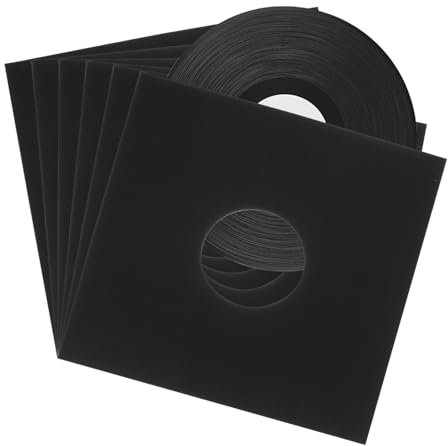 sourcing map 10 Pcs 12 Vinyl Record Jackets,Kraft Paper Vinyl Outer Sleeves with Hole Album Protector Covers for LP Vinyl Records Collections Storage,Black