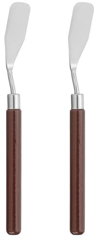 PATIKIL Art Spatula, 2 Pcs 17.5mm Stainless Steel Flexible Palette Knife Painting Knife Painting Spatula Oil Painting Mixing Scraper with Wood Handle for Canvas Acrylic Painting, Red