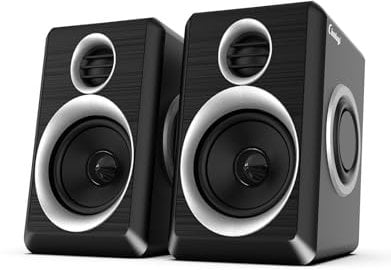 cinnkeyi Computer Speakers, 2.0 Speakers for PC or Laptop, 3.5mm Aux Input, USB-Powered PC Speakers with Deep Bass, Suitable for Desktop Computers/Laptops Built-in 4 Speaker Diaphragms (Black)