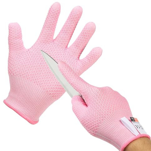 PATIKIL Cut Resistant Gloves, Level 5 Protection Cutting Gloves Anti Cut Kitchen Work Glove for Mandolin Slicing Oyster Shucking Whittling Wood Carving, Pink, Small
