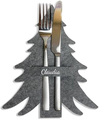 mamir home Bestecktasche Weihnachten Tannenbaum | Besteckhalter Weihnachten & Tannenbaum Design | Personalisierter Besteckhalter für Weihnachten | Festliche Tischdeko mit Namen | Besteckhalter (1)