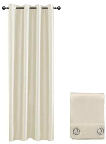 emmevi Tenda Porta Finestra Raso Sintetico 1 Pannello Coprente 140x280 Cm Occhielli Acciaio Beige