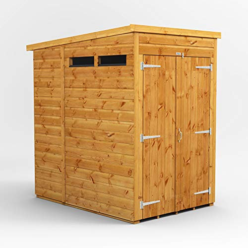 Powersheds Pultdach Gartenhaus mit Doppeltür, PVC-Fensterbänke, Tür & Fenster anpassbar, aus extra dickem Qualitätsholz & gehärtetem Glas