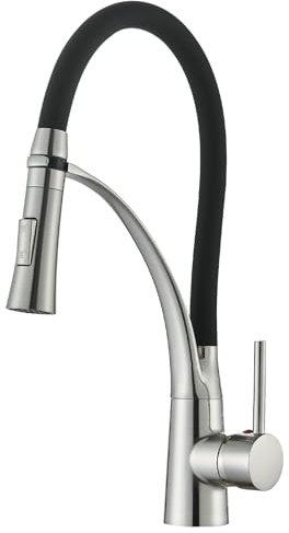 Cesinkin Wasserhahn Küche Spültischarmatur Küche 360° Drehbar Flexibel Küchenamatur mit 2 Funktions Sprühkopf Hochdruck Gebürstetes Nickel