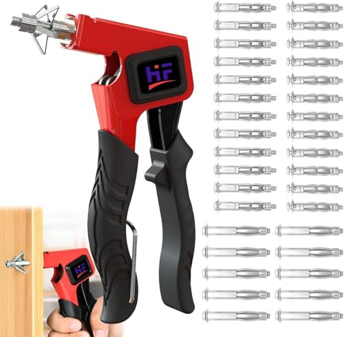 Set di pinze di montaggio per cavità, set di montaggio per cavità con 34 tasselli in metallo, viti in 3 misure, pinza per tasselli, perfetta con pareti cave, cartongesso, trucioli di legno