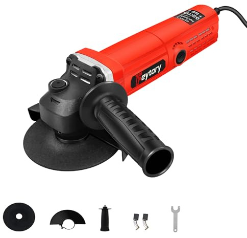Angle Grinder 115mm, 2000W Electric Angle Grinder with 2M Power Cord, for Metal Steel Cutting Grinding and Polishing, 12000RPM Cutting, Auxiliary Handle ，Red