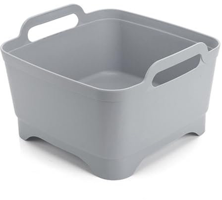 TIMIFUN Washing Up Bowl with Sink Plug Strainer, Sink Strainer, Square Washing Up Bowl, Wash Drain Kitchen Washing Up Bowl with Handles and Draining Plug