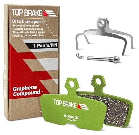 TOP BRAKE Scheibenbremsbeläge kompatibel mit SRAM AVID Code R RE RSC, Guide RE, G2 RE, DB8 | Graphene Compound, langlebig, leise & glatt | ebike MTB eMTB Downhill Enduro Race Bike Park | Grün