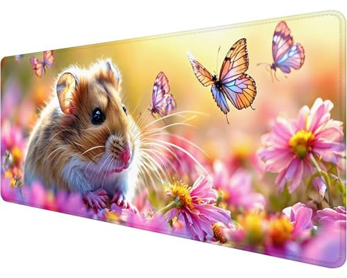 Mauspad XXL 1200 x 600 x 3 mm, Rosa Mousepad Blume Gaming Mauspad mit rutschfeste Gummibasis, Mousepad groß mit Motiv Mouse Pad, Verbessert Präzision und Geschwindigkeit, Geschenke für Männer J-7