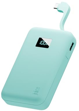 Juice Eco Integrated Power Bank, Portable Charger 12,000mAh with Built-in USB-C Cable & Digital Display, Fast USB-C Output, PowerBank for iPhone 15 16 17 Pro Max, Samsung, Android, iPad, DJI - Teal