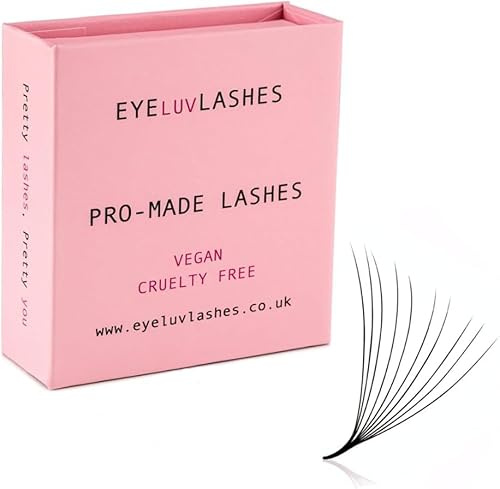 10D Promade Lash Fans D Curl 12mm Length 500 Individual Loose Fans premade Lash Fans 0.07 Pro made Lashes Individual Fans Eyelash Extensions Eyeluvlashes (D Curl 12mm Length)