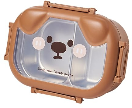 Ktnyl Cartoon Bienen Lunchbox, Edelstahl Brotdose Kinder, Edelstahl Brotdose Mit Fächern, Satch Brotdose Edelstahl, Kann für Schule, Arbeit, Picknick und Reisen Verwendet Werden (brown)