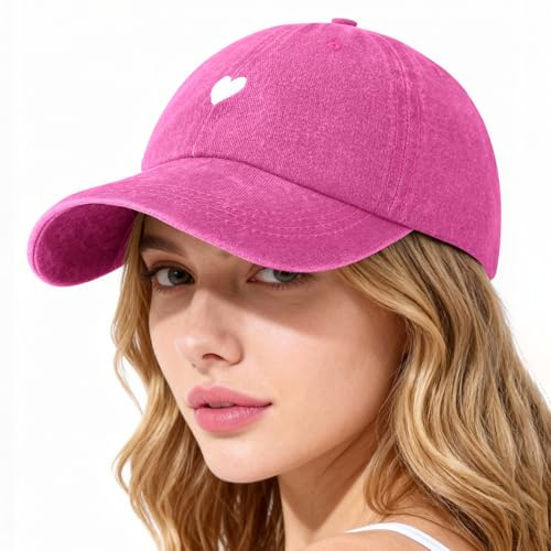 Lonya Cappello Baseball Donna con Visiera Tennis da Golf Visor Sportive Unisex Cappellino Casuale Baseball cap Regolabile Berretto Uomo Estivo B-Cuore,Rosso Rosa
