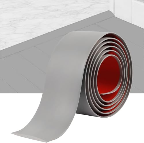 Dshunnc Übergangsprofil Selbstklebend 5cm x 3m Übergangsleiste Boden | Abdeckleisten für Fußböden, Übergangsleiste für zum Verbinden Laminat, Teppich, Fliesen von Bodenlücken (Grau)