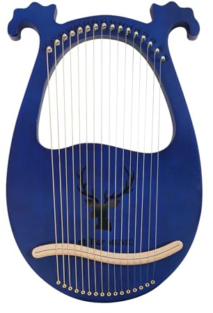 Modern Vintage Instrument Harfe,16 Stahlsaiten Stimmschl Pickup Set,Komplettes Zubehör,Griffe aus Geweih,für Kinder, Anfänger, Erwachsene, Bands, Profis und mehr