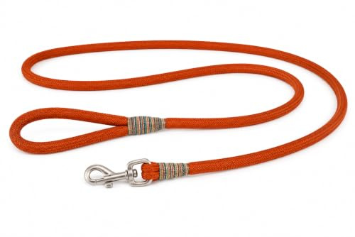 hundeleine - Hundeleine Athos Cognac - Robustes Nylon - Karabinerhaken mit gebürsteter Metalloberfläche - stilvolle Führleine für Hunde - 130 cm x 12 mm - Flamingo