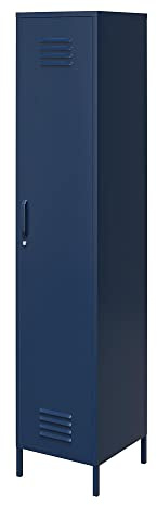 Bradford Metallschrank Marineblau, 37 x 39 x 182 cm, Hochschrank mit 1 Tür und Regalböden, Spindschrank aus Metall für Büro, Flur, Schlafzimmer und Home Office