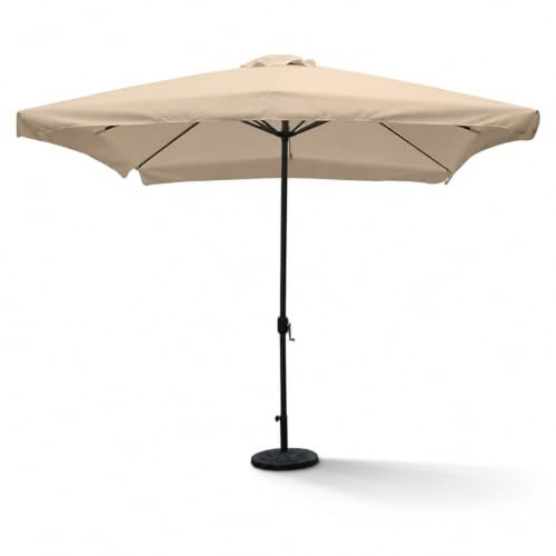 Ombrellone 3x3 Metri Da Giardino Quadrato Con Manovella Struttura In Acciaio Palo Centrale Telo In Poliestere Cotone 160 G Mq Per Terrazza Patio Cortile Piscina Area Relax Tortora
