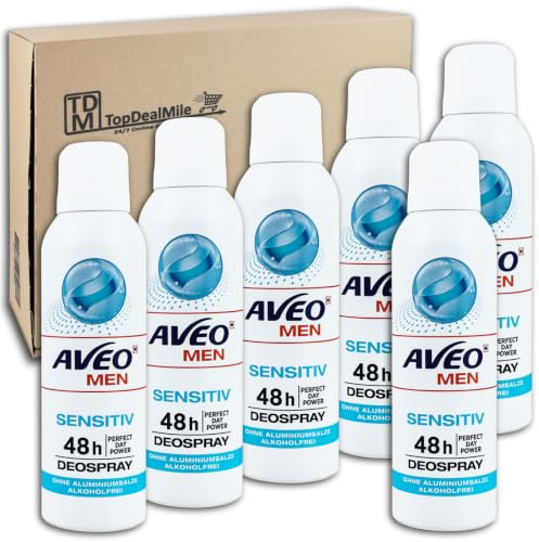 TopDealMile-Vorratspack für AVEO MEN Deospray Sensitive Deo Deodorant 6 x 200 ml